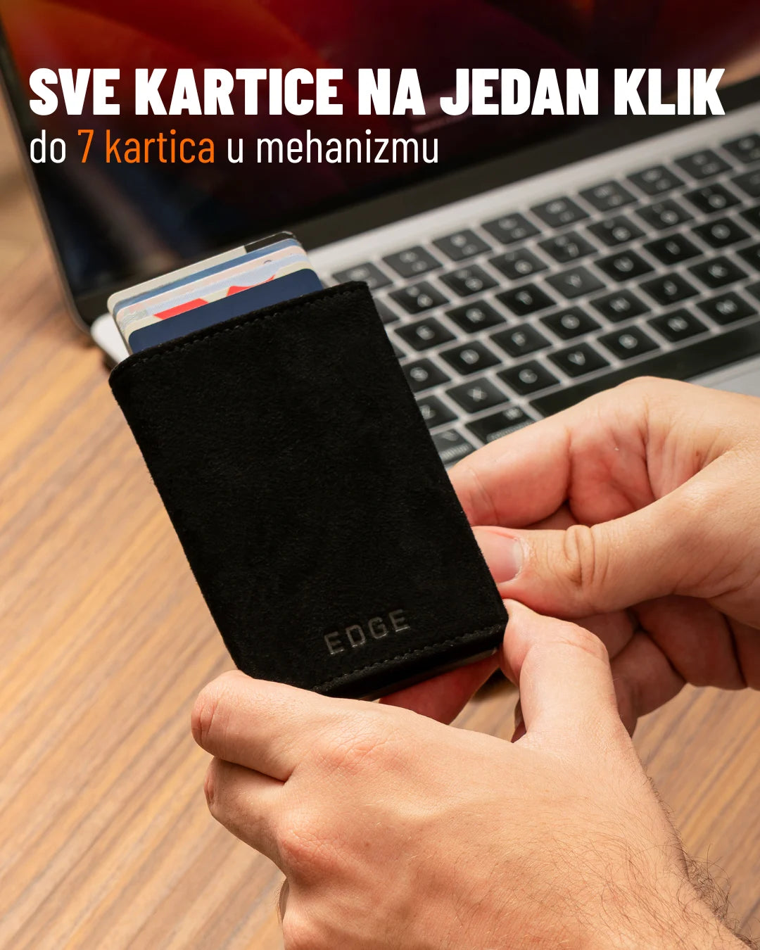 EDGE CLICK NOVČANIK ALKANTARA CRNI
