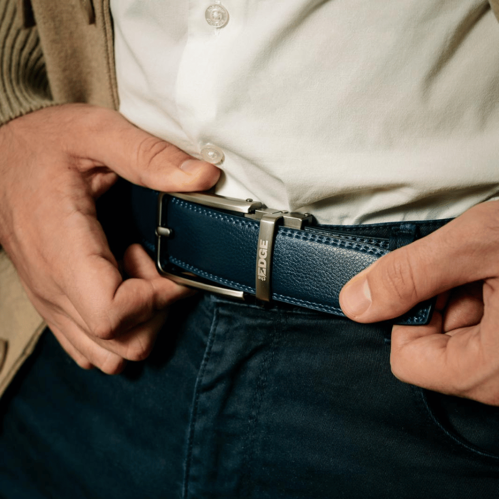 Svakodnevni casual stil uz moderan Edge muški kaiš od prave kože na teksas farmerkama