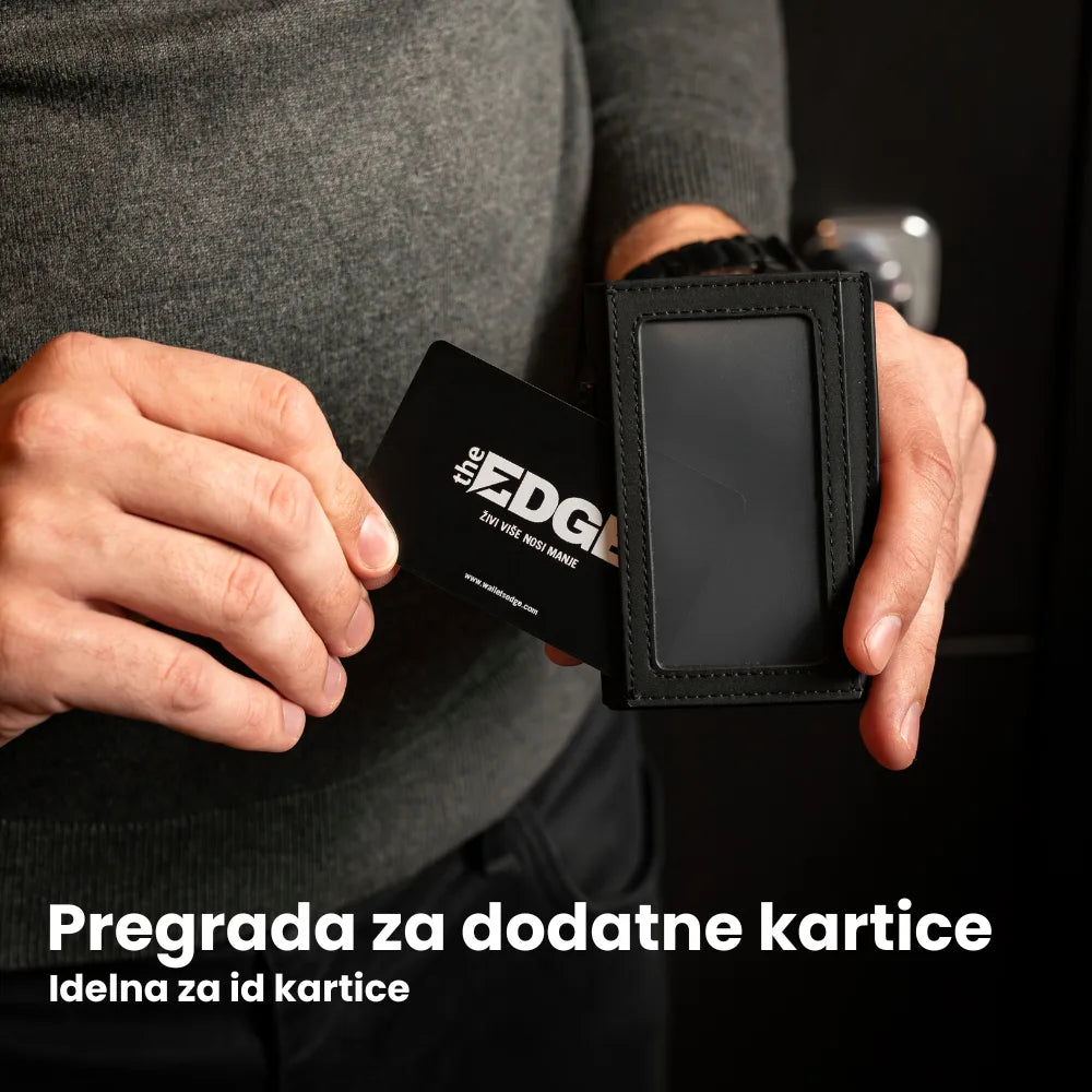 Glavni prikaz zadnje strane crnog minimalističkog novčanika za kartice Edge Click Classic