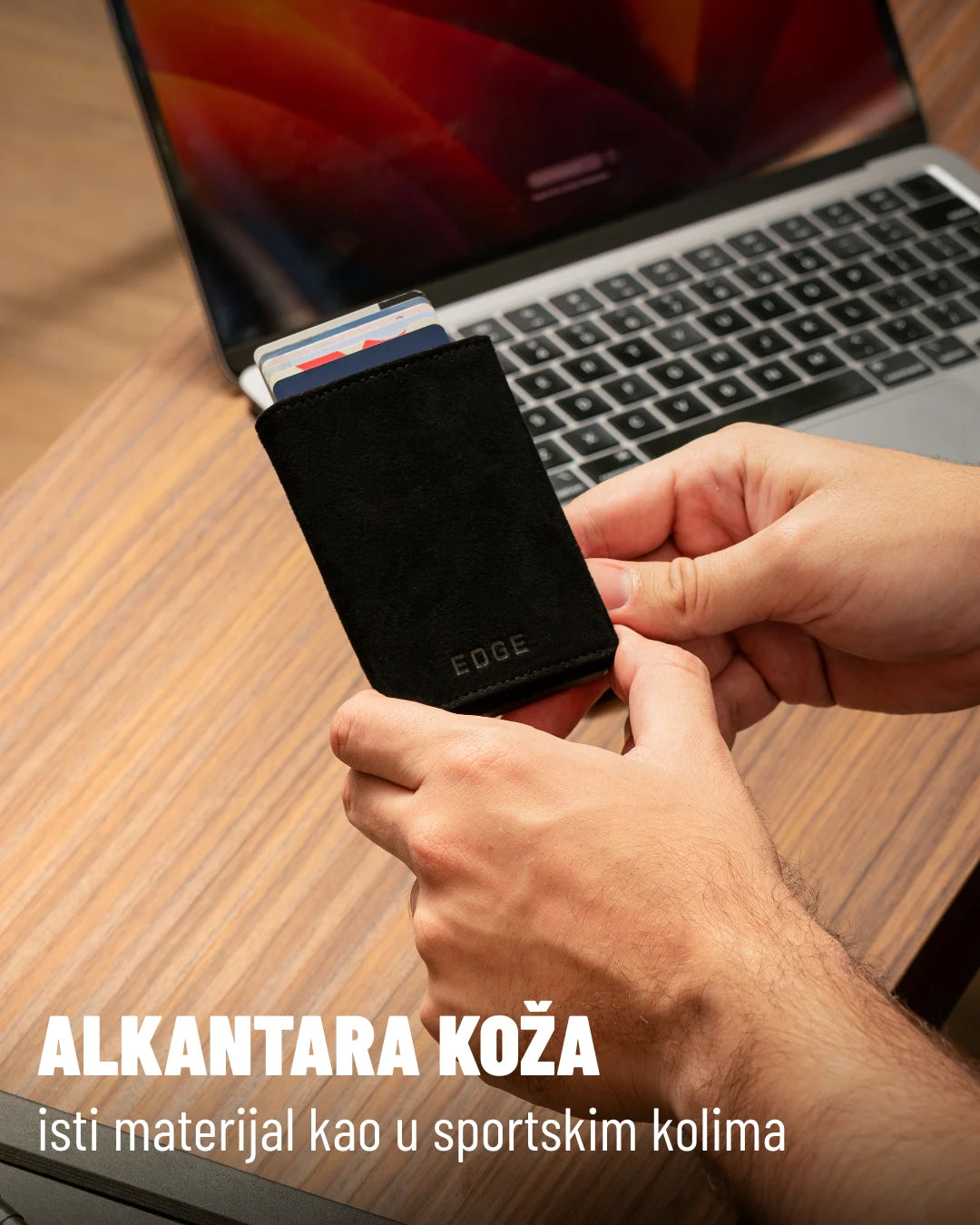 EDGE CLICK NOVČANIK ALKANTARA CRNI