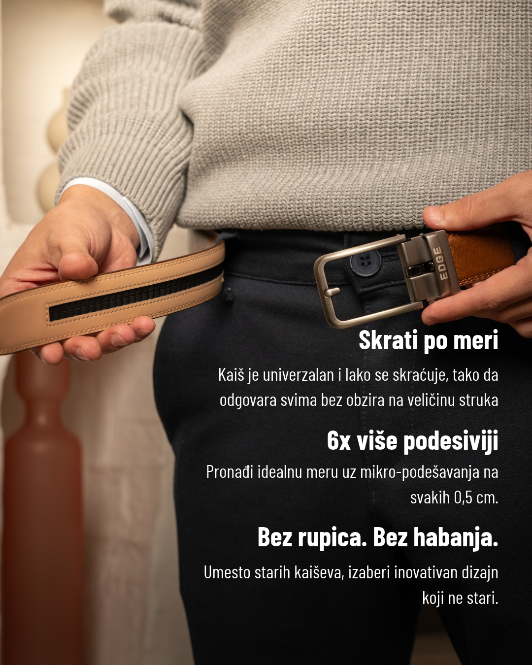 Skrati po meri: EDGE kaiš univerzalne dužine, bez rupica i bez habanja