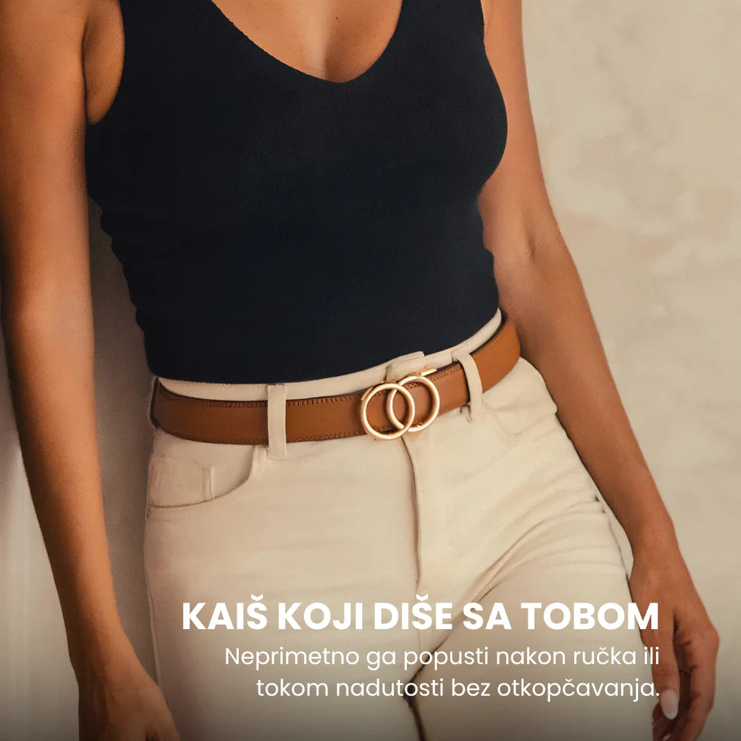 ŽENSKI KOŽNI KAIŠ BEZ RUPA BELI