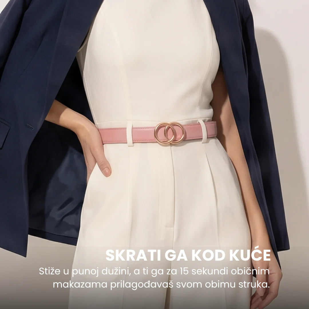 ŽENSKI KOŽNI KAIŠ BEZ RUPA BELI