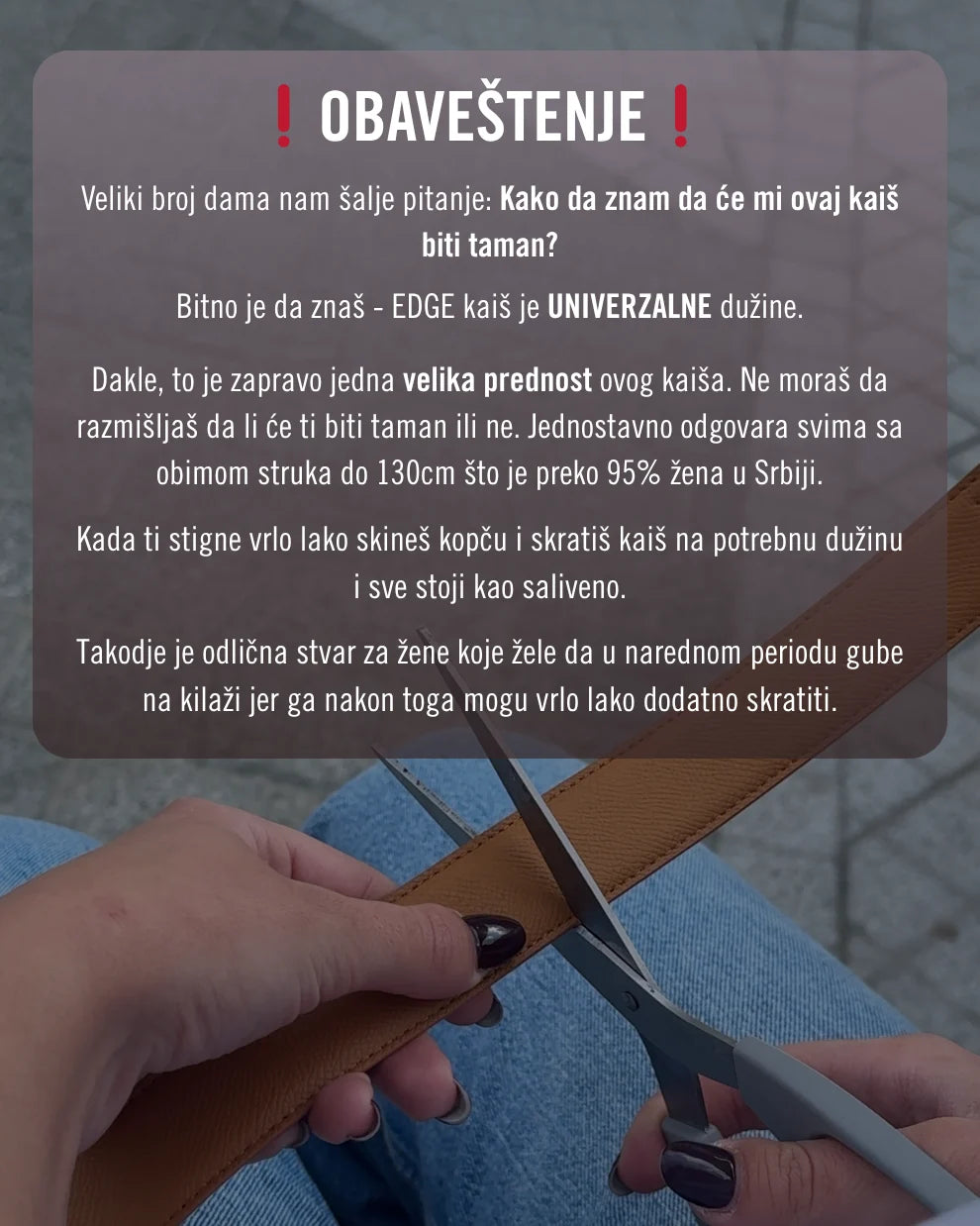 ŽENSKI KOŽNI KAIŠ BEZ RUPA
