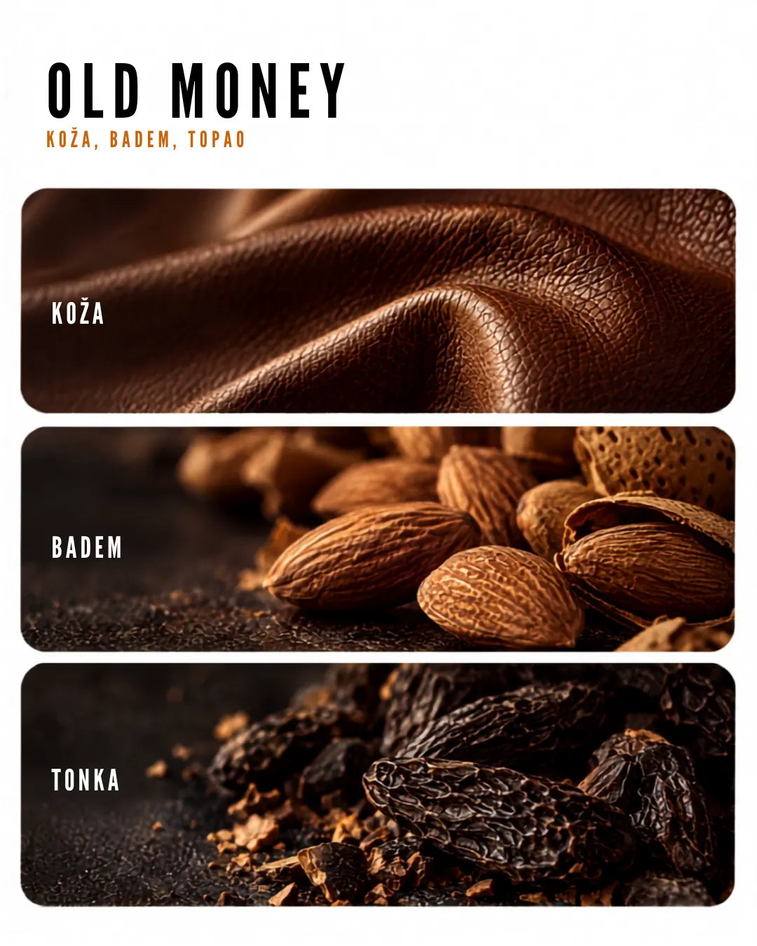 Old Money EDGE čvrsti parfem: note kože, badema i tonke