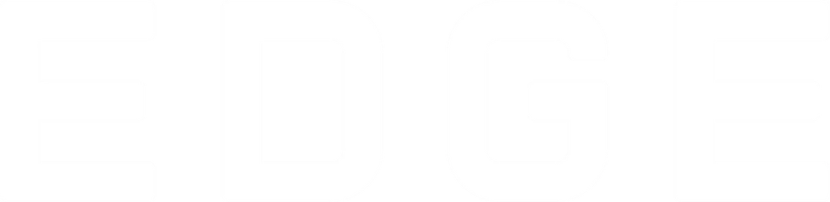 Crni logotip EDGE na beloj pozadini