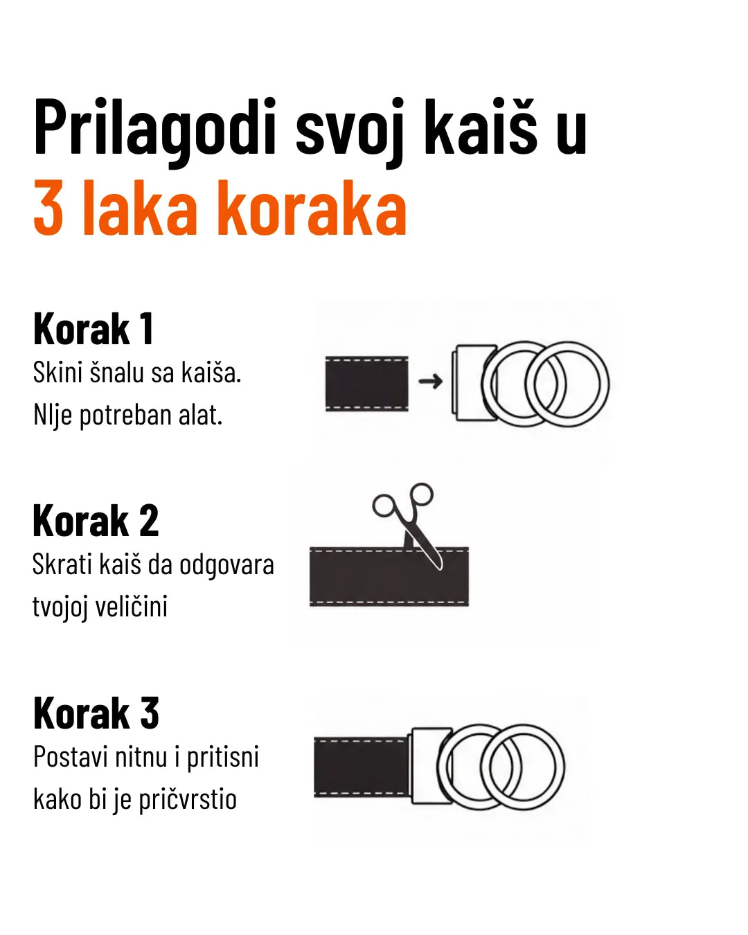 ŽENSKI KOŽNI KAIŠ BEZ RUPA CRNI